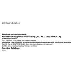 OBI Dauerschutzlasur Teak 2,5 L -Hausfarben Rabatte 20 2539 Gefahrstoffetikett