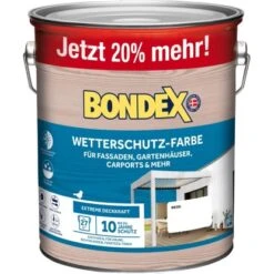 Bondex Wetterschutz-Farbe Weiß - 3 L Ausreichend Für Ca. 27 M²