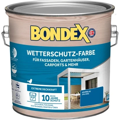 Bondex Wetterschutz-Farbe RAL 5009 Azurblau 2,5 L 3 Bondex Wetterschutz-Farbe RAL 5009 Azurblau 2,5 L