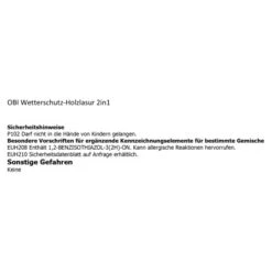 OBI Wetterschutz-Holzlasur 2in1 Nussbaum Dunkel 4 L -Hausfarben Rabatte 96 2539 Gefahrstoffetikett